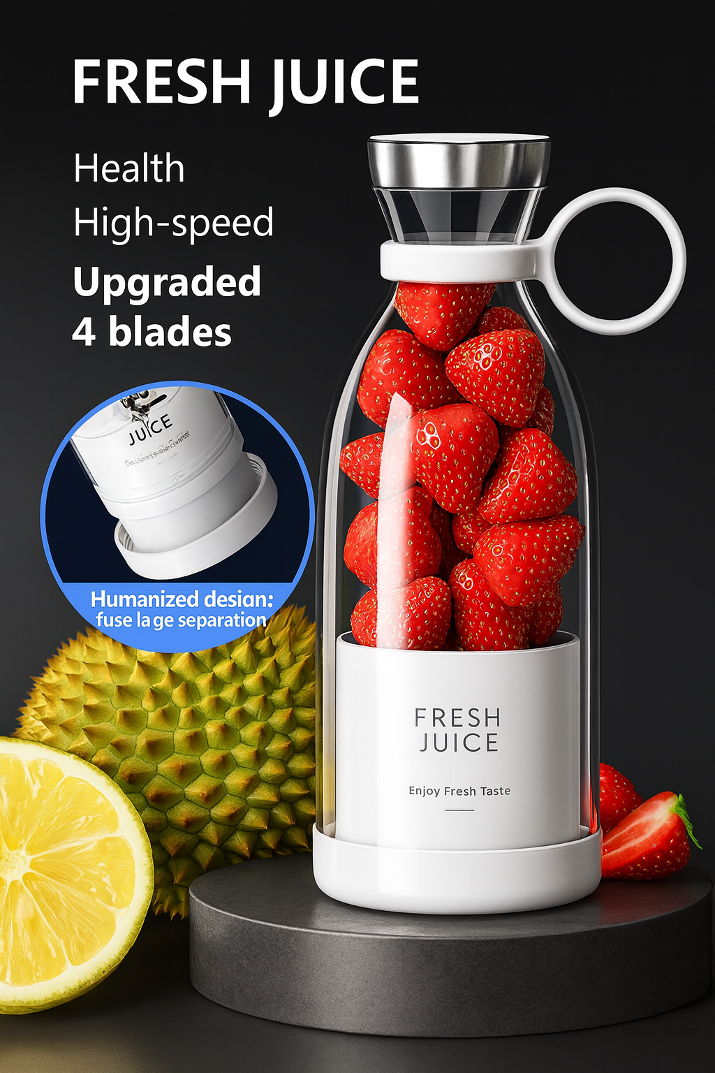 Portable Mini Juice Blender USB Rechargeable (light pink)